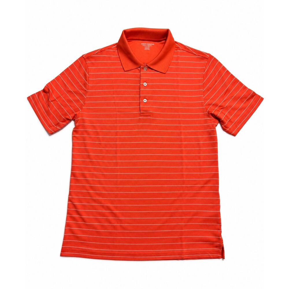 Amazon Essentials Orange and White Polo Striped Shirt Size XS